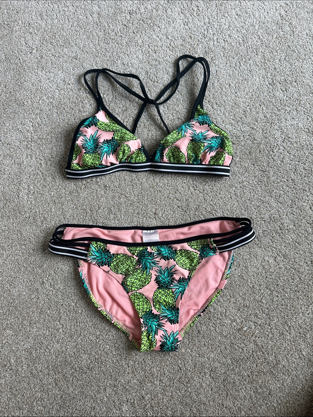 Pink Pineapple Print Two-Piece Swim Set